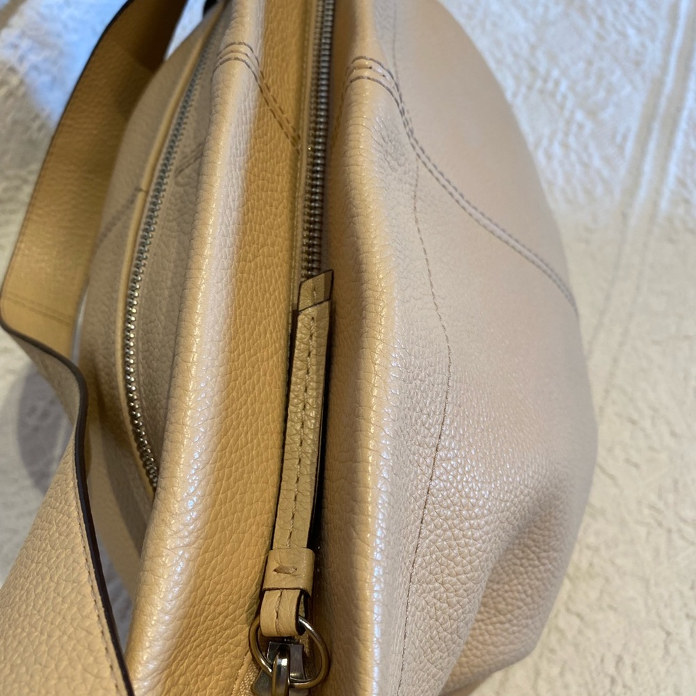 Coach Pebbled Leather Duffle Bag Soho Handbag Mint XL Crossbody East West beige - Picture 9 of 16